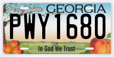 GA license plate PWY1680