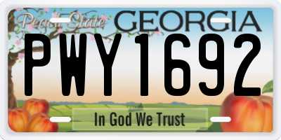 GA license plate PWY1692