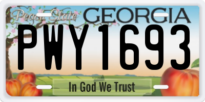 GA license plate PWY1693
