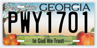 GA license plate PWY1701
