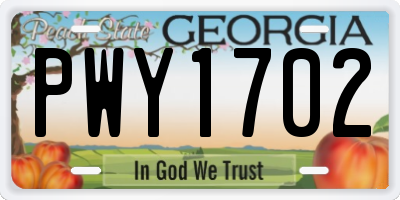GA license plate PWY1702