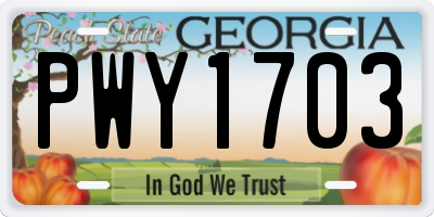GA license plate PWY1703