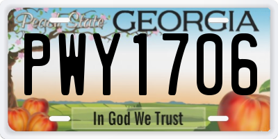 GA license plate PWY1706
