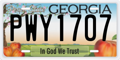 GA license plate PWY1707