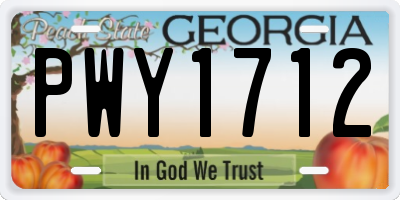 GA license plate PWY1712