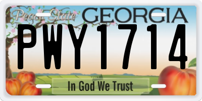 GA license plate PWY1714