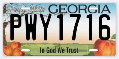 GA license plate PWY1716