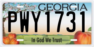 GA license plate PWY1731