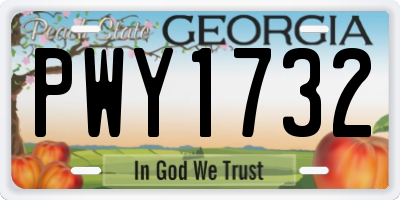 GA license plate PWY1732