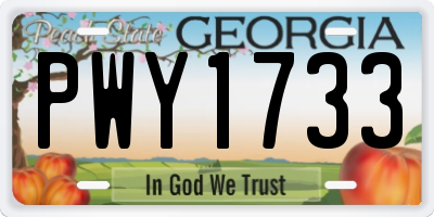 GA license plate PWY1733