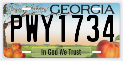GA license plate PWY1734
