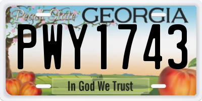 GA license plate PWY1743