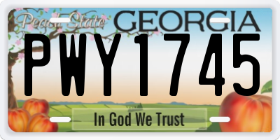 GA license plate PWY1745