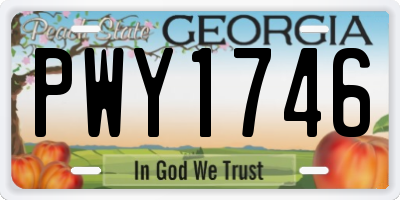 GA license plate PWY1746