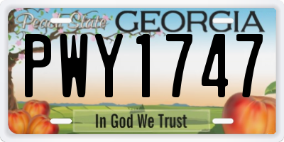 GA license plate PWY1747