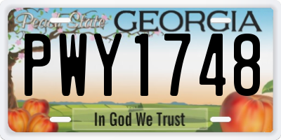 GA license plate PWY1748