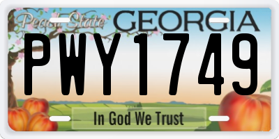 GA license plate PWY1749