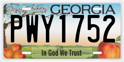 GA license plate PWY1752