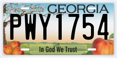 GA license plate PWY1754