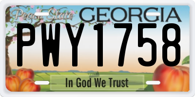 GA license plate PWY1758
