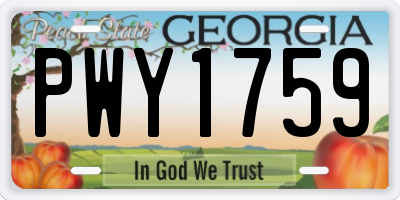 GA license plate PWY1759