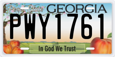 GA license plate PWY1761
