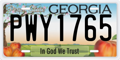 GA license plate PWY1765