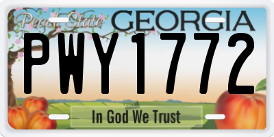 GA license plate PWY1772