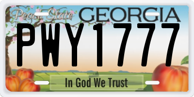GA license plate PWY1777