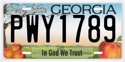 GA license plate PWY1789