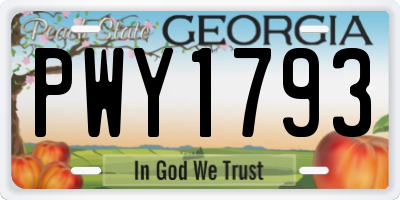 GA license plate PWY1793