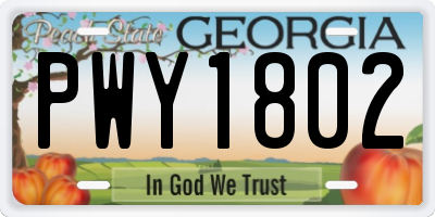GA license plate PWY1802