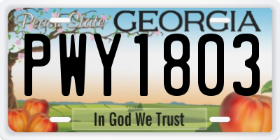GA license plate PWY1803