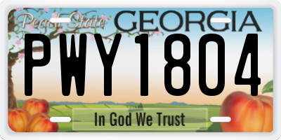 GA license plate PWY1804