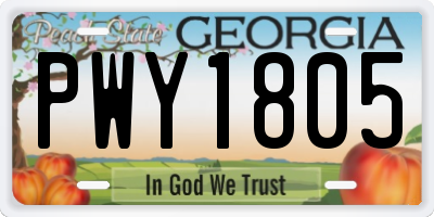 GA license plate PWY1805