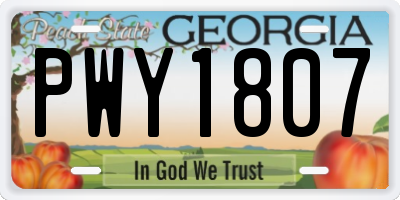 GA license plate PWY1807