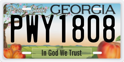 GA license plate PWY1808