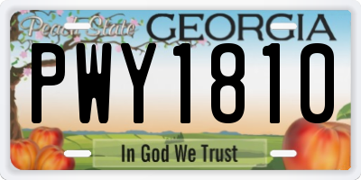 GA license plate PWY1810