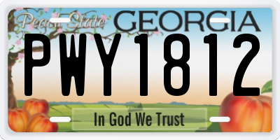 GA license plate PWY1812
