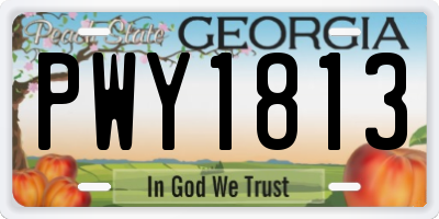 GA license plate PWY1813