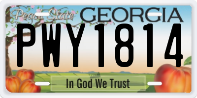 GA license plate PWY1814