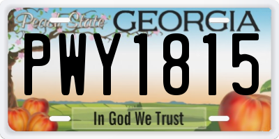 GA license plate PWY1815