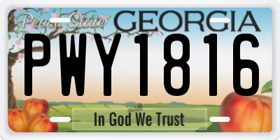 GA license plate PWY1816