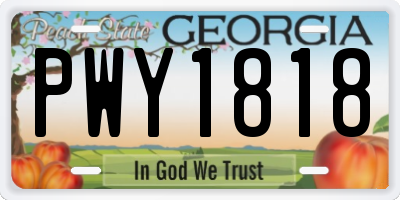 GA license plate PWY1818