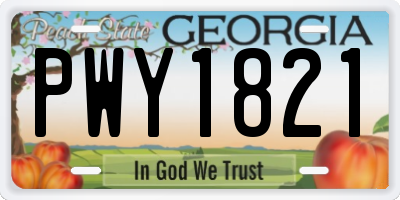 GA license plate PWY1821
