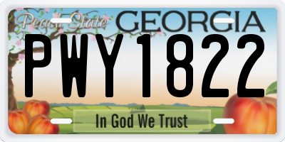 GA license plate PWY1822