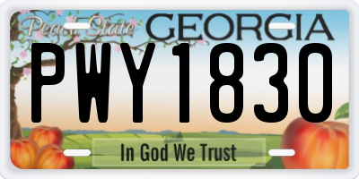 GA license plate PWY1830