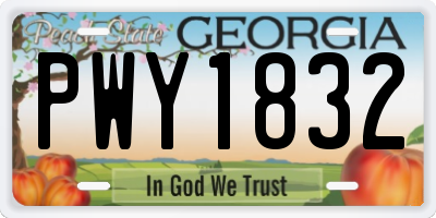 GA license plate PWY1832