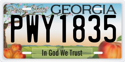 GA license plate PWY1835