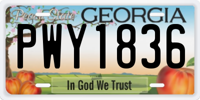 GA license plate PWY1836